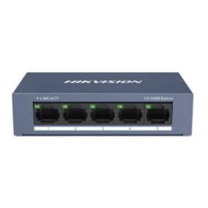 SWITCH 5P LAN 10/100M HIKVISION DS-3E0105-ORJ45UNMANAGED - ACCIAIO FINO:30/06