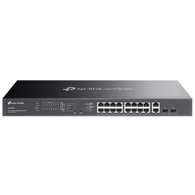 SWITCH 20P LAN GIGABIT TP-LINK ES220GMP EASY MANAGED16P POE+ 2P GIGABIT 2P SFP- CUST.IN ACCIAIO - MONT.SU RACK 1U 1 FINO:30/06