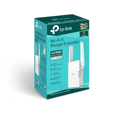 WIRELESS AX3000 RANGE EXTENDER DUAL BAND TP-LINK RE705X WI-FI6 2402MBPS X 5GHZ+574MBPS X 2.4GHZ 1P GIGA-2 ANTENNE EST.