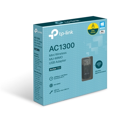 ADATTATORE WIRELESS AC1300 DUAL BAND TP-LINK ARCHER T3U USB3.0 1T1R 400MBPS A 2.4GHZ +867MBPS A 5GHZ 802.11A/B/G/N/AC FINO:30/04