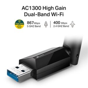 ADATTATORE WIRELESS AC1300 DUAL BAND TP-LINK ARCHER T3U PLUS USB3.0 400MBPS A 2.4GHZ +867MBPS A 5GHZ MU-MIMO