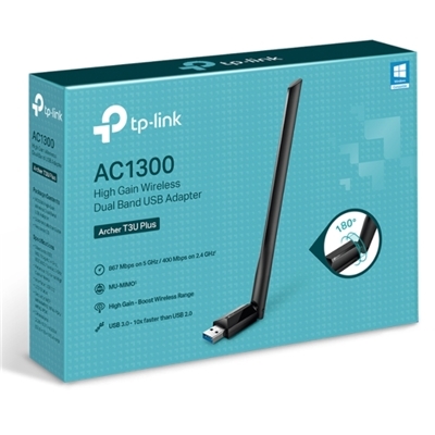 ADATTATORE WIRELESS AC1300 DUAL BAND TP-LINK ARCHER T3U PLUS USB3.0 400MBPS A 2.4GHZ +867MBPS A 5GHZ MU-MIMO