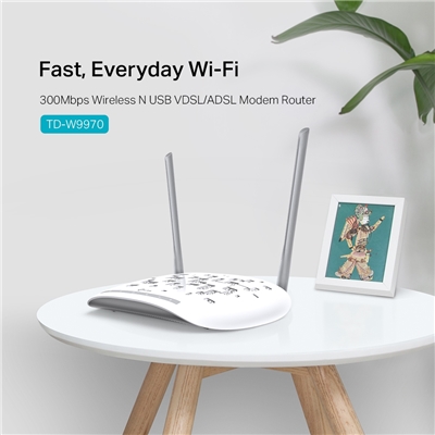 WIRELESS ROUTER300M USB/VDSL2 TP-LINK TD-W9970 GHZ 4P FE LAN 1P USB (ANNEX A) VDSL SPLITTER-2 ANT.