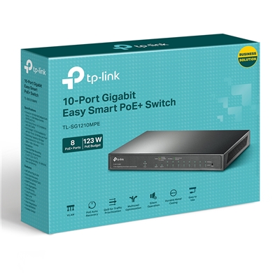 SWITCH 10P GIGABIT CON 8P POE+ TP-LINK TL-SG1210MPE EASY SMART 2P NON POE 1 SLOT SFP