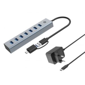 HUB USB3.0 A 7P CONCEPTRONIC HUBBIES21GP CON POWER ADAPTE5 GBPS 7P USB-A