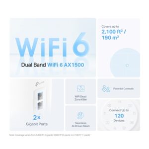 WIRELESS ROUTER AX1500 HOME MESH WI-FI 6 TP-LINK DECO X10(2-PACK)-300MBPS 2.4 GHZ + 1201 MBPSGHZ FINO:30/06