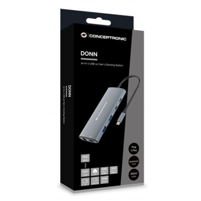 ADATTATORE HUB USB MULTIFUNZIONE 10IN1 CONCEPTRONIC DONN06G (NEW VERS.)3X USB-A GBPS 2X USB-C 5GBPS HDMI 100W PD