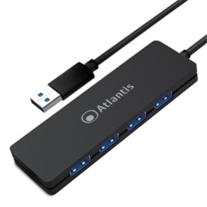 HUB USB3.0 4P ATLANTIS P014-UH340 MINI NERO CAVO 1MT - EAN 8026974023205 - GARANZIA 2 ANNI-