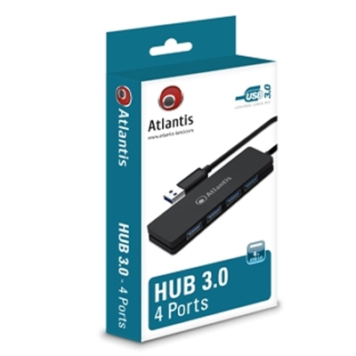 HUB USB3.0 4P ATLANTIS P014-UH340 MINI NERO CAVO 1MT – EAN 8026974023205 – GARANZIA 2 ANNI-