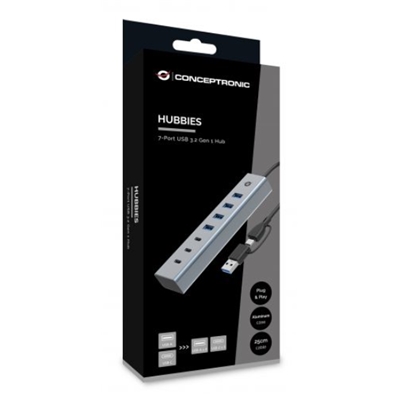 HUB USB3.0 A 7P CONCEPTRONIC HUBBIES20G 5GBPS USB-C X 3PUSB-A X 4P