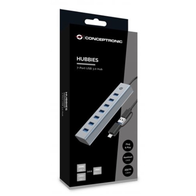 HUB USB3.0 A 7P CONCEPTRONIC HUBBIES21G 5 GBPS 7P USB-A