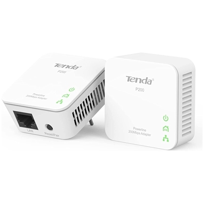 POWERLINE 200M TENDA P200 KIT- MINI -STARTER KIT CONF.2PZ - PULS.SYNCH PER MESSA IN SIC.RETE(AES 128BIT) - GARANZIA 3 ANNI