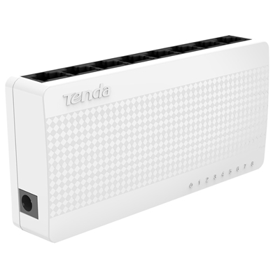 SWITCH 8P LAN 10/100M TENDA S108 DESKTOP - SUPP.AUTOPOLARIT+Ç SU OGNI PORTA - GARANZIA 3 ANNI-