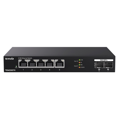 SWITCH 5P ETHERNET 2.5G+ 2P SFP+ 10G TENDA TEM2007X