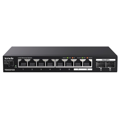 SWITCH 8P ETHERNET 2.5G+ 2P SFP+ 10G TENDA TEM2010X