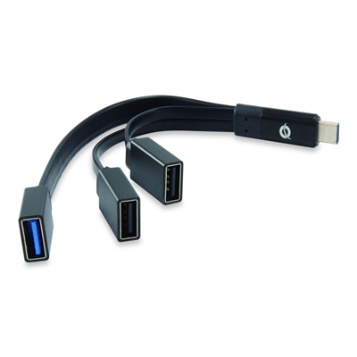 HUB USB3.1 GEN1 3P CONCEPTRONIC HUBBIES01B DA USB-C A USB-A A 2P E USB-A 3.0 A 1P - NERO