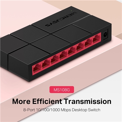 SWITCH 8P LAN 10/100/1000M MERCUSYS MS108G MINI DESKTOP - PLASTIC CASE FINO:30/06