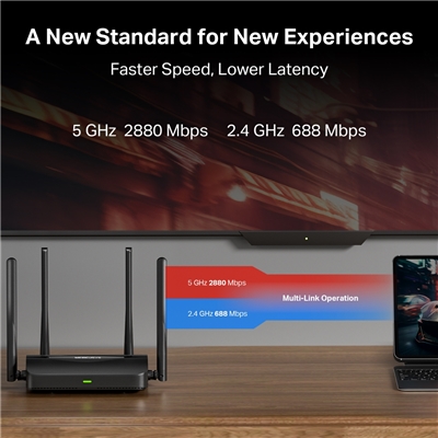 WIRELESS BE3600 ROUTER WIFI 7 MERCUSYS MR25BE -688MBPS 2.4/2880MBPS 5GHZ- 4 ANT. EST. 3P LAN GIGABIT 1P WAN 1GIGABIT