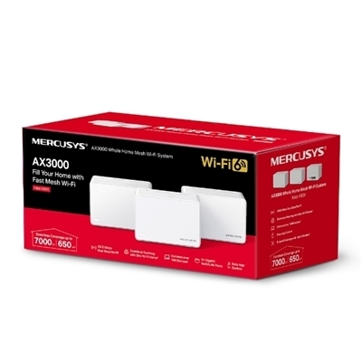 SISTEMA WIRELESS MESH WHOLE-HOME AX3000 MERCUSYS HALO H80X(3-PACK) WI-FI 6 DUALBAND - ANTENNE INTERNE