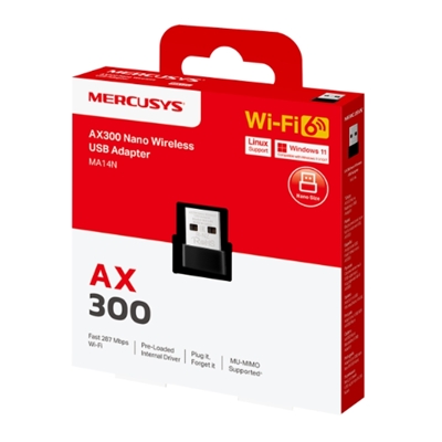 ADATTATORE USB WIRELESSAX1300 NANO MERCUSYS MA14N 287MBPS 2