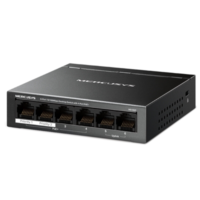 SWITCH 6P 10/100MBPSMERCUSYS MS106P DI CUI 4P POE+ -- ALIM.POE 67W