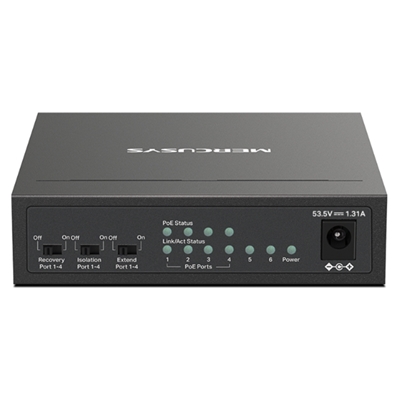 SWITCH 6P 10/100MBPSMERCUSYS MS106P DI CUI 4P POE+ -- ALIM.POE 67W