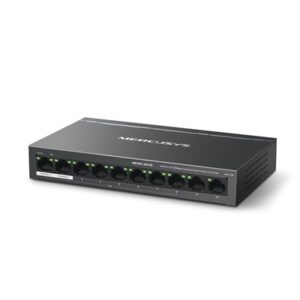 SWITCH 10P LAN 10/100M MERCUSYS MS110P DI CUI 8P POE+ - CUST.ACCIAIO - ALIM.POE 65W