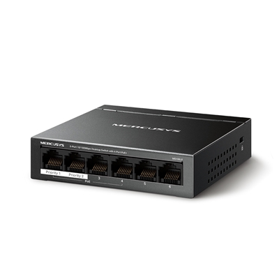 SWITCH 6P LAN 10/100 CON 4P POE+ MERCUSYS MS106LPDESKTOP - ALIM. POE 40W -CUSTODIA IN ACCIAO