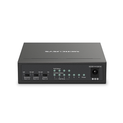 SWITCH 6P LAN 10/100 CON 4P POE+ MERCUSYS MS106LPDESKTOP - ALIM. POE 40W -CUSTODIA IN ACCIAO