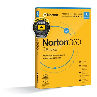 NORTON 360 DELUXE 2020 -- 3 DISPOSITIVI (21397693) - 25GB BACKUP