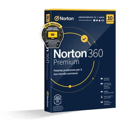 NORTON BOX 360 PREMIUM -- 10 DISPOSITIVI (21429125) - 75GB BACKUP FINO:22/09