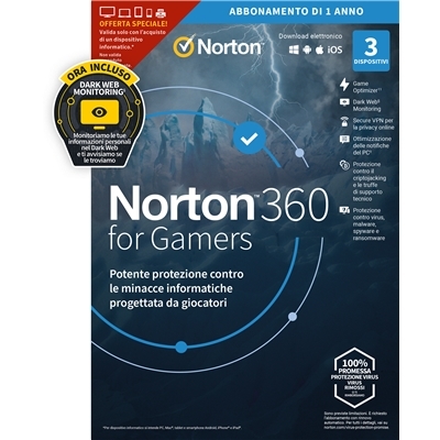 NORTON BOX 360 FOR GAMERS -- 3 DISPOSITIVI (21429372) - 50GB BACKUP FINO:22/09