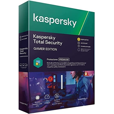 KASPERSKY BOX TOTAL SECURITY GAMER MODE – 2USER X PC/MAC/ANDROID (KL1949T5BFS-21SLIMGE) FINO:31/03