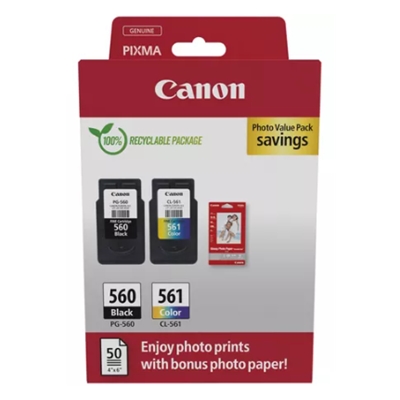 MULTIPACK CANON NERO PG-560 + CL-561 3 COLORI 3713C008PER TS SERIE 5350/5351