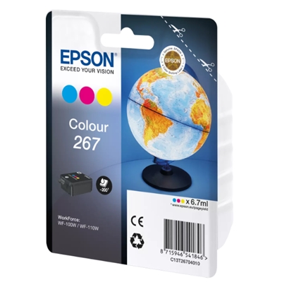 CARTUCCIA EPSON 267 MAPPAMONDO C13T26704010 3COLORI PER WORKFORCE WF-100W