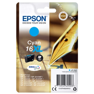 CARTUCCIA EPSON 16XL PENNA E CRUCIVERBA C13T16324012 CIANO PER WORKFORCE WF-2010/2510/2520/2530/2540/2630/2650/2660/2750/2790