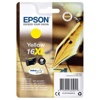 CARTUCCIA EPSON 16XL PENNA E CRUCIVERBA C13T16344022 GIALLO RF+AM PER WORKFORCE WF-2010/2510/2520/2530/2540/2630/2650/2660/275