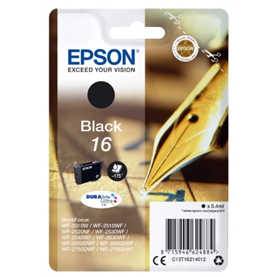 CARTUCCIA EPSON 16 PENNA E CRUCIVERBA C13T16214012 NERO PER WORKFORCE WF-2010/2510/2520/2530/2540/2630/2650/2660/2750/2790