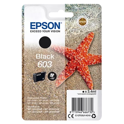 CARTUCCIA EPSON 603 STELLA MARINA C13T03U14020 NERO RF+AM X XP-2150/2155/315083155/4150/4155 WF-2820/2840/2845/2870