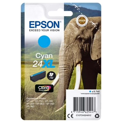 CARTUCCIA EPSON 24XL ELEFANTEC13T24324012CIANO 8