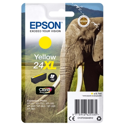 CARTUCCIA EPSON 24XL ELEFANTEC13T24344012GIALLO8