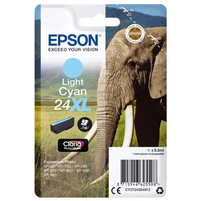 CARTUCCIA EPSON 24XL ELEFANTEC13T24354012CIANO CHIARO8