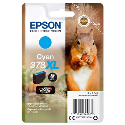 CARTUCCIA EPSON 378XL SCOIATTOLO C13T37924010 CIANO 9