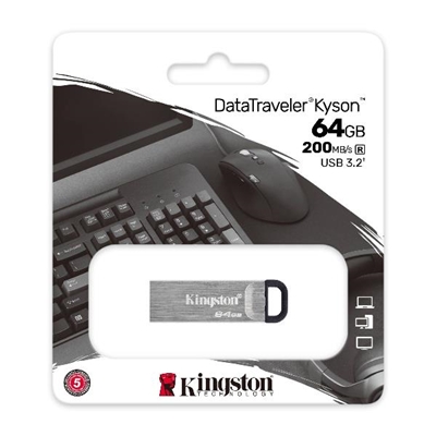 FLASH DRIVE USB3.064GB KINGSTON DTKN/64GB KYSON METAL CASE SILVER