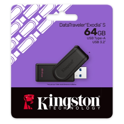 FLASH DRIVE USB3.264GB KINGSTON DTXS/64GB EXODIA S NERO/NERO