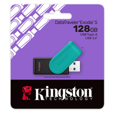FLASH DRIVE USB3.2 128GB KINGSTON DTXS/128GB EXODIA S NERO/TURCHESE