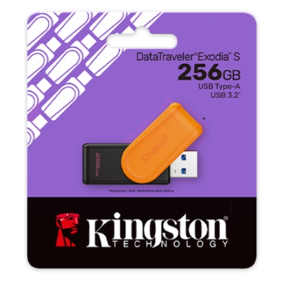 FLASH DRIVE USB3.2 256GB KINGSTON DTXS/256GB EXODIA S NERO/ARANCIONE