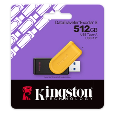 FLASH DRIVE USB3.2 512GB KINGSTON DTXS/512GB EXODIA S NERO/GIALLO