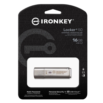 FLASH DRIVE USB 3.216GB KINGSTON IKLP50/16GB - IRONKEY LOCKER+ 50 - ENCRYPTION AES READ:145MB/S-WRITE:115MB/S