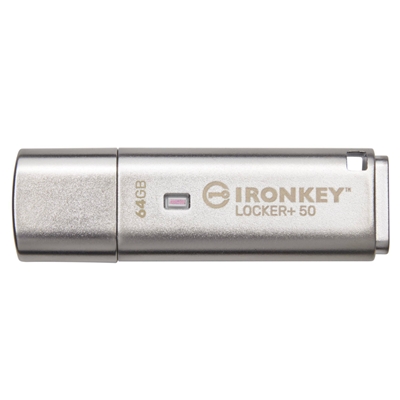 FLASH DRIVE USB 3.264GB KINGSTON IKLP50/64GB - IRONKEY LOCKER+ 50 - ENCRYPTION AES READ:145MB/S-WRITE:115MB/S